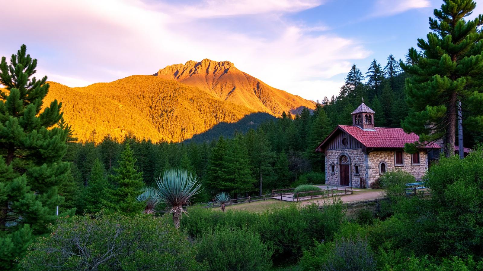 Capilla del Monte, sierras y bosque nativo frente al cerro Uritorco